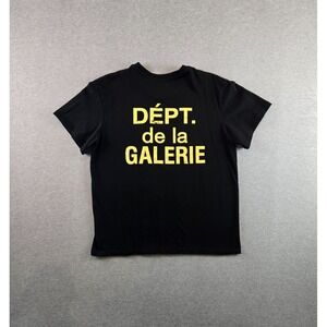 Gallery Dept T-Shirt Mens Medium Black Yellow Logo Dépt de la Galerie Tee